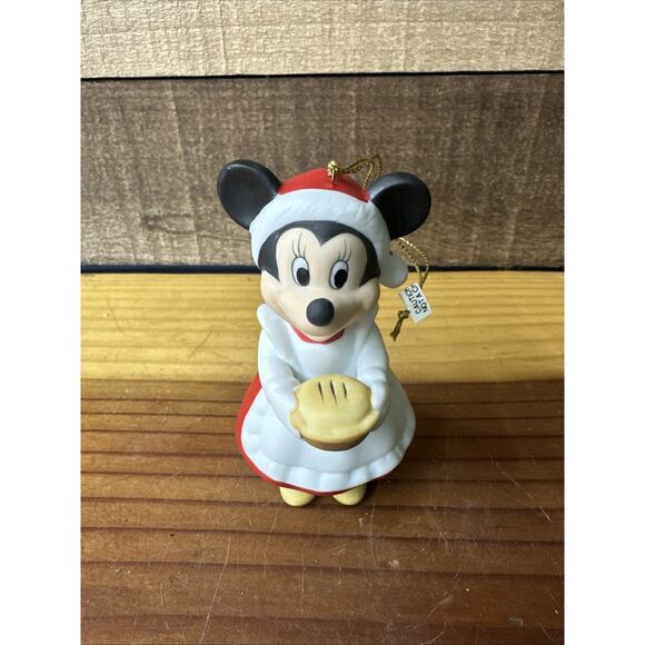 Disney Grolier Minnie Mouse Porcelain Treasures Christmas Ornament In Box - Picture 1 of 5